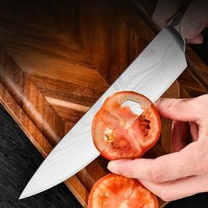 Cuchillo de <span class=keywords><strong>Chef</strong></span> de Acero Damasco con Patrón Láser, Mango de Madera, Diseño Ambidiestro, Estilo Moderno, Afilado, de Buena Calidad, Directo de Fábrica - Product Image 3