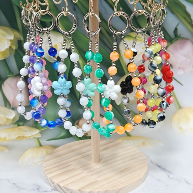 Girl Sweet Flower Beaded Phone Chain Charm Lanyard for iPhone Samsung case Universal Accessories Jewelry Pendant