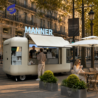 Remorque alimentaire vintage incurvée à double essieu, entièrement équipée, pour la restauration en extérieur, vente de snacks et boissons