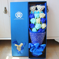 Bouquet de fleurs en peluche, 24 pièces, ourson en peluche, pour la saint-valentin