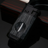 Qianxun classique haut de gamme coupe-cigare allume-cigare logo personnalisé accessoires de cigare briquet gonflable Double allume-feu
