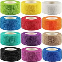 Plester Elastis Perekat Mandiri 1"x5Yds, Pita Kohesif Bernapas, Perban Adhesif untuk Hewan Peliharaan, Olahraga, Pertolongan Pertama
