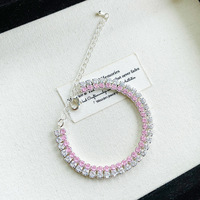Nouveau Bracelet Chaîne Quadrilatère en Zircon 2025, Style Luxe Léger pour Femme, Plaqué Électrolytique, Cadeau Idéal