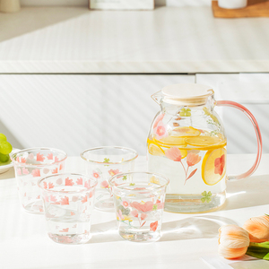 Lớn hơn rõ ràng uống thiết bị thủy tinh borosilicate Bình nước uống Jug cup đặt Jug và kính đặt với nắp - Product Image 6