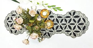 Good Quality Luxury Floral Embroidered Table <b>Runner</b> with <b>Black</b> Gold for Home Dining Hotel and Event Decor Available For Sale - Product Image 4