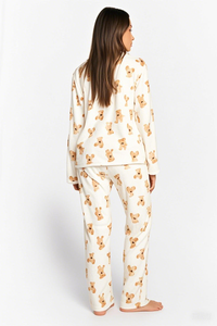 Conjunto de pijama de salón de lujo para mujer de talla grande PRIMAVERA/otoño Oso Polar botón frontal transpirable 100% poliéster al por mayor - Product Image 6