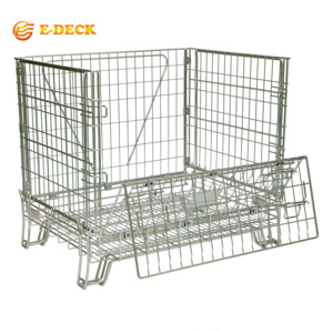 Şişe Depolama için Özelleştirilmiş Galvanizli Kaynaklı İstiflenebilir Katlanabilir Metal Tel Kafesler - Product Image 3