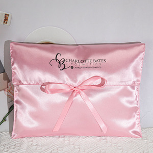 Custom Logo Printed Pink <strong>Satin</strong> Hair Extension Bag Luxury Envelope Silk <strong>Pouch</strong> Hair Bundle Swimwear Handbag Dust <strong>Satin</strong> Bag - Product Image 1