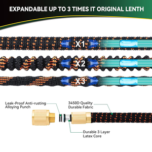 Tuyau d'arrosage de jardin extensible de haute qualité en caoutchouc 3450D, norme ANSI, diamètre 3/4'', capacité 3x, anti-corrosion - Product Image 4