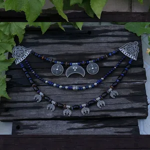 Joyería vikinga, collar vikingo, joyería de lapislázuli, joyería tribal, joyería étnica, luna bohemia, regalo único para ti - Product Image 1
