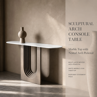 Meuble de salon, table console design avec plateau en marbre, table d'hôtel, table console en marbre blanc, moderne