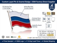 Épinglette en émail dur personnalisée avec drapeau national russe, badge métallique de voyage avec drapeau tricolore russe