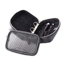Sac de rangement portable YITING en PU noir avec fermeture éclair, poignée souple, coque rigide, organiseur de cosmétiques de voyage