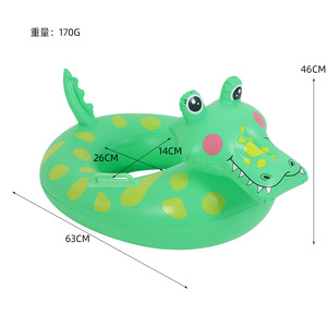 Children's Cartoon Crocodile <b>Inflatable</b> Swimming Ring 46x63cm Anti-Tipping PVC <b>Float</b> For Kids Water Play - Product Image 1