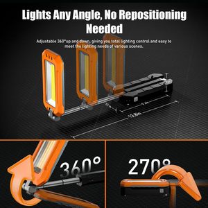 Lampe de travail LED rechargeable 7000 mAh, 1200 lumens, base magnétique, lampes de travail magnétiques portables pour les chantiers, les urgences, le camping - Product Image 3