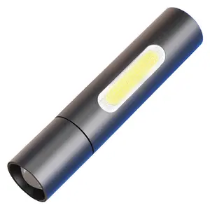 Lanterna recarregável usb 350lm, mini lanterna elétrica indicador de energia luz led