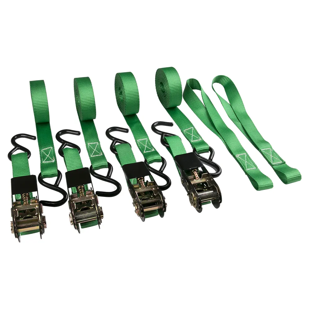 OEM 4 pack von 1 zoll individuell bedruckte polyester gurtband ratsche zurrgurte mit beschichtet S haken