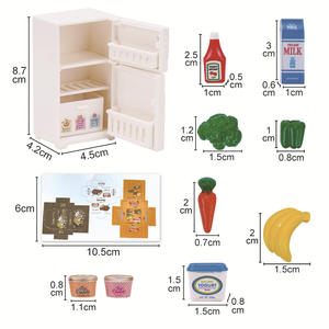 Accessoires de maison de poupée décoration enfant semblant jouer jouets éducatifs 1/12 <span class=keywords><strong>miniature</strong></span> mini meubles réfrigérateur avec nourriture - Product Image 1