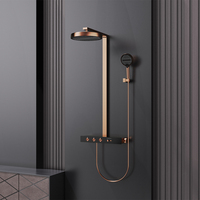 Ensemble de douche mural de luxe avec pommeau de douche pluie thermostatique doré et mitigeur pour salle de bain