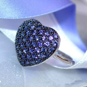 F489 Anello a Forma di Cuore in Argento 925 con Cristalli e Strass, Gioiello da Festa per Donne - Product Image 4