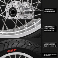 Surron Light Bee X 17-Zoll Supermoto-Radsatz 1.6/2.15 70/90-17 90/80-17 CNC Aluminium Chrom E-Bike Straßenreifen Talaria MX3 MX4