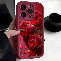 Coque de téléphone portable antichoc en TPU avec motif de roses rouges de luxe et protection d'objectif en forme d'échelle pour iPhone 11 12 13 14 15 16 17 18 Pro Max