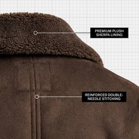 Veste d'hiver chaude personnalisée de luxe en faux daim marron doublée de fourrure de mouton, style aviateur, motard, avec col sherpa, pour un usage quotidien décontracté
