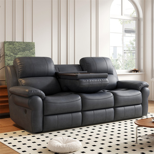 Sofá Cama <span class=keywords><strong>Reclinable</strong></span> Manual de Lujo Personalizable de <span class=keywords><strong>3</strong></span> <span class=keywords><strong>Plazas</strong></span> para Sala de Estar en Tela Transpirable con Mesa Desplegable, USB y Cargador Inalámbrico - Product Image 1