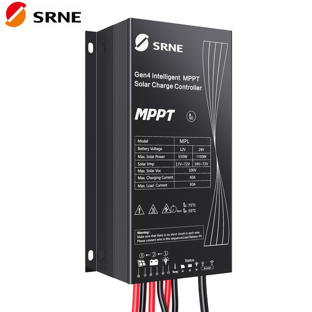 SRNE MPL2420 12V 24V Battery 20A 260/520W Max PV Li-ion Focused, IP67 MPPT Solar Charge Controller for Street Light