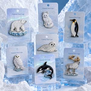 Pins Esmaltados Personalizados de Animales Polares: Oso Polar, Zorro Ártico, Pingüino, Foca, Búho Nevado, Orca, Reno - Product Image 2