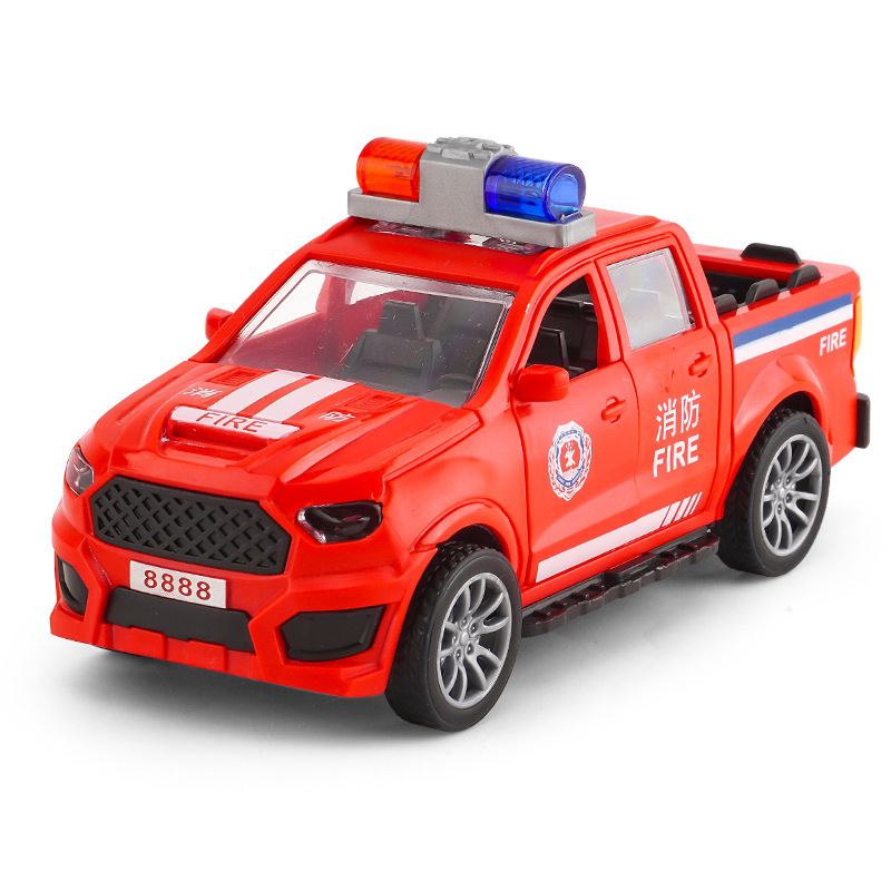 Coche de policía rojo tipo camioneta - empaque en bolsa OPP