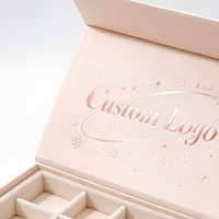 Boîte cadeau magnétique rose personnalisée avec impression sur le couvercle intérieur et impression flocon de neige or rose pour l'emballage de bijoux
