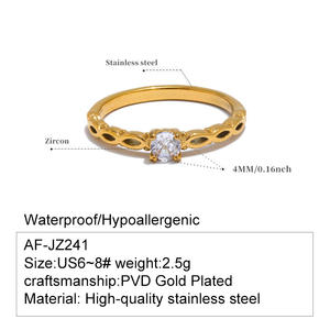 Alta Qualidade 18K Ouro PVD <span class=keywords><strong>Darry</strong></span> Anel Fino Bohemian Zircônio Aço Inoxidável das Mulheres Boho Diamond Cluster Anéis Direto - Product Image 2