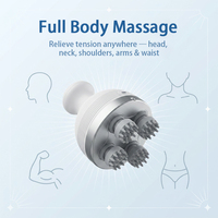 Outil de massage du cuir chevelu ergonomique et portable, masseur électrique silencieux à 3 vitesses, rechargeable par USB pour les soins quotidiens du cuir chevelu