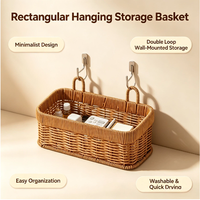 Panier suspendu rectangulaire tissé à la main, imitation rotin, pour rangement mural cuisine et salle de bain – Direct Usine