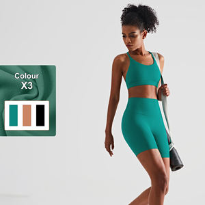 Tenues deux pièces soutien-gorge à dos ouvert Legging doux nu femmes été course Fitness ensemble de gymnastique ensembles de Yoga ensembles de sport - Product Image 2