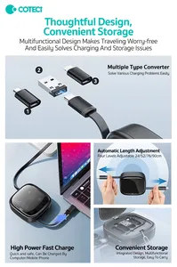 COTECi Adaptador de Viaje Portátil Multifuncional Seis en Uno con Organizador de Cables Retráctil y Agujas para Tarjetas - Product Image 6