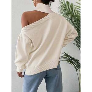 เสื้อสเวตเตอร์คอสูงแบบเปิดไหล่สีนมสำหรับผู้หญิงไซส์ S - Product Image 5