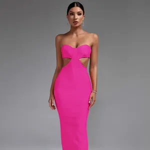 Ocstrade Vestidos Para Mujer Wholesale Solid Evening Gown Dress Elegant Party Cutout Elegant Bodycon Maxi Bandage Dresses 2024