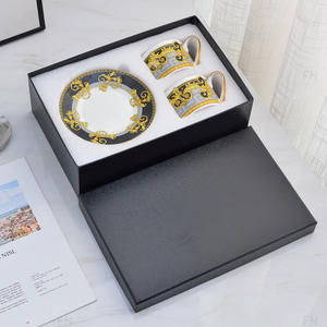 Juego de comedor de girasol naranja y azul de lujo británico superventas, tazas y salsas de porcelana de boca recta - Product Image 2