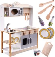 STELLAR PATH Juego de Cocina de Madera para Niños, Juguete de Madera para Niños Pequeños y Niños Mayores de 3 Años, Unisex, Juego de Imitación Colorido