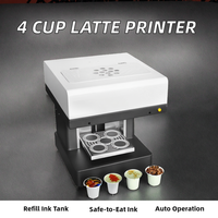 Impresora Láser de Café Jeyon, Automática, de Cama Plana, Nueva, Personalizada, 4 Tazas, Multicolor, Recargable, con Tanque de Tinta Comestible, Compatible con HP 1