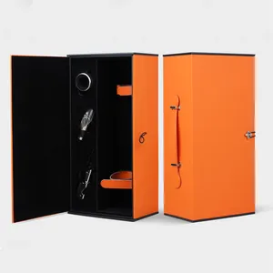 Boîtes de produits en PU de luxe imprimées sur mesure de couleur bleu vert orange Boîte d'emballage de vin rouge