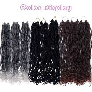 Cabello de Fibra Química Africana para Crochet, 12 Pulgadas, <span class=keywords><strong>Dos</strong></span> <span class=keywords><strong>Colas</strong></span> Trenzadas, Flor Senegalés, Resistente a Altas Temperaturas, Doble Trama - Product Image 2