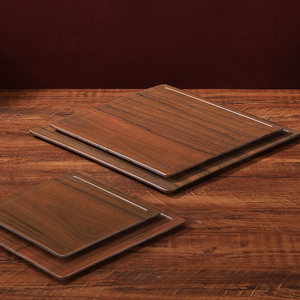 Wild Yunnan Mushroom Hot Pot Tableware: Imitation Walnut Wood Grain Plate, Sukiyaki and Wagyu Beef Plate, <b>Grilled</b> Meat Plate, - Product Image 3