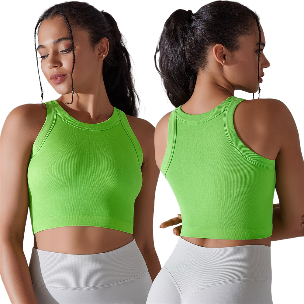 Round Tie Chest Pad Integrated Cup Yoga Vest Women's Side Breast Fitness Sleeveless Top