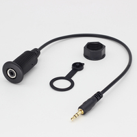 Puerto AUX impermeable Cable de extensión de audio macho a hembra de montaje empotrado fijo de rosca estéreo de 3,5mm con cubierta