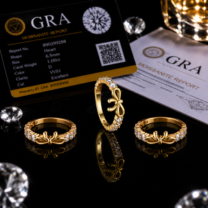Anillo de Moissanita Chapado en Oro S925 con Lazo y Engaste de Puntas, Banda de Media Eternidad, Joyería Fina y Elegante para Mujer, Ideal para Fiestas - Product Image 5