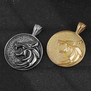 Nouveau Pendentif Tête de Loup Viking Rond en Acier Inoxydable pour Hommes, Bijou Simple, Vente en Gros, Cadeau Charme pour Hommes - Product Image 4