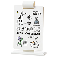 Calendrier de table portable style graffiti 2027 en carton 300g, planificateur mensuel double face pour bureau, école, décoration de la maison